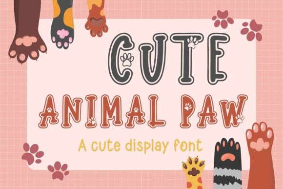 Cute Animal Paw Font Display Font Di Adalin Digital