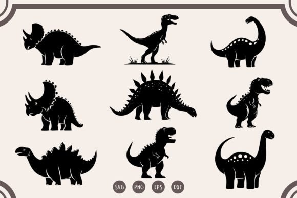 Dinosaur Bundle Svg, Dinosaur Silhouette Graphic AI Graphics By Black Blot