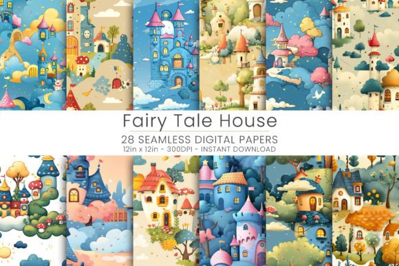 Fairy Tale House Digital Paper Gráfico Fondos Por Mehtap