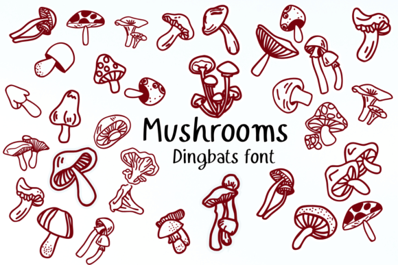 Mushrooms Fontes Dingbats Fonte Por Nongyao