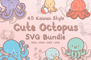 Octopus SVG Illustrations Afbeelding Afdrukbare Illustraties Door HalieKStudio 1
