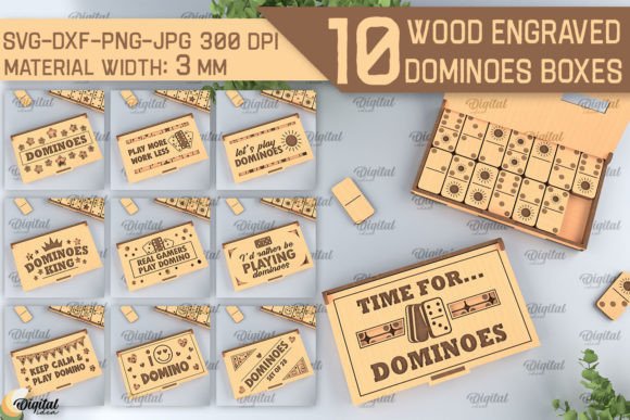 Wooden Domino Boxes Laser Cut Bundle Graphic 3D SVG By Digital Idea