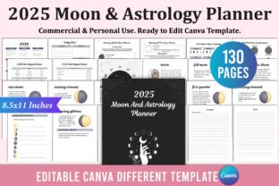 2025 Moon & Astrology Planner for Canva Graphic KDP Interiors By Shumaya 1