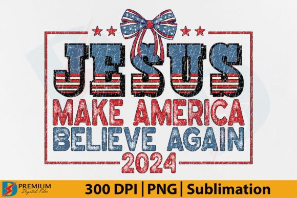4th of July Coquette Jesus Make America Illustration Designs de T-shirts Par Premium Digital Files
