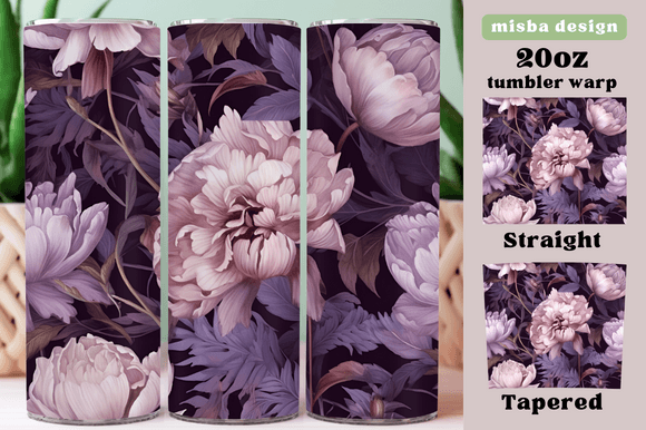 Bohemian Purple Floral Tumbler Warp Graphic Crafts By misba design