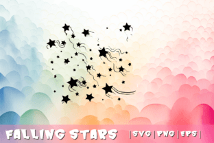 Celestial Serenity Falling Stars Grafika Rękodzieła Przez MOMAT THIRTYONE