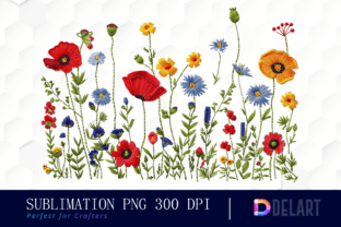 Embroidery Wildflowers Clipart Bundle Graphic Illustrations By DelArtCreation