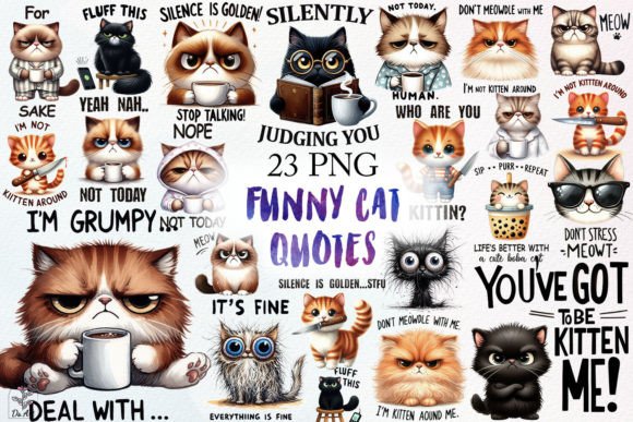Funny Cat Sarcastic Quotes Sublimation Gráfico Ilustrações para Impressão Por DS.Art