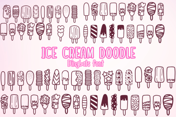 Ice Cream Doodle Dingbats-Schriftarten Schriftart Von Nongyao