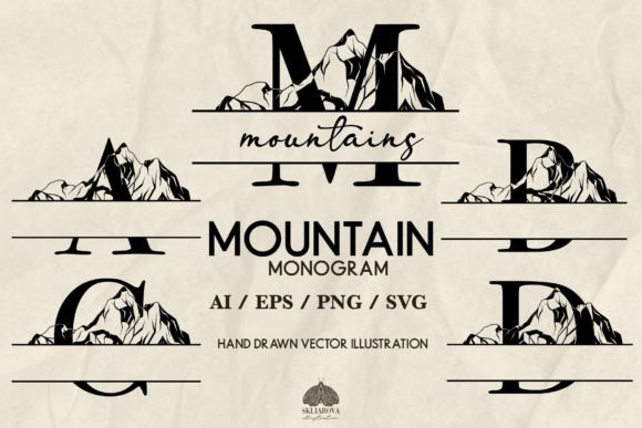 Mountain Monogram Svg Png Eps Graphic Illustrations By HappyWatercolorShop