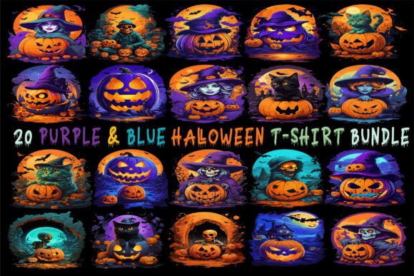 Purple & Blue Halloween T-Shirt Bundle Grafik T-shirt Designs Von TANIA KHAN RONY