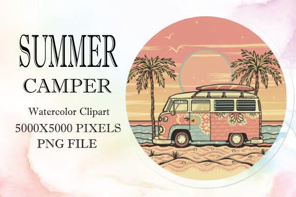 Summer Camper Watercolor Clipart 31 Graphic Illustrations By creative_Svg
