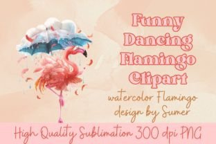 Cute Flamingo Dancing in the Rain Afbeelding AI Afbeeldingen Door Sumer Store 1