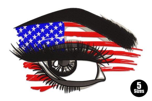 Flags of the USA in Beautiful Female Eye Independence Day Embroidery Design By Embiart