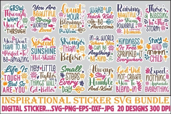 Inspirational Sticker SVG Bundle Graphic Crafts By SimaCrafts