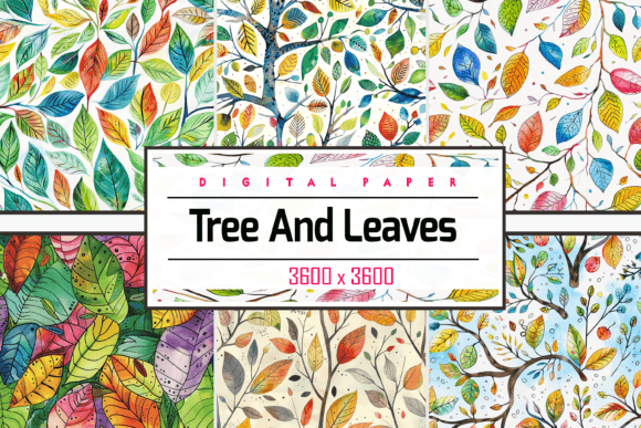 Whimsical Tree and Leaves Graphic Backgrounds By Pro Designer Team