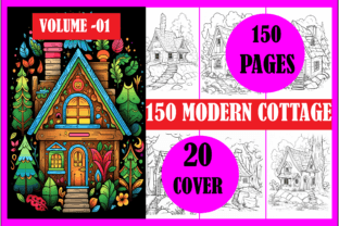 150 Modern Cottage Coloring Pages Adults Grafica Pagine e libri da colorare per adulti Di Central_House 1