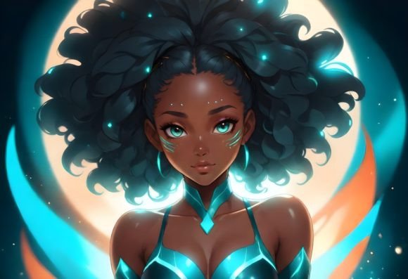 African American Super Girl #2 Gráfico Ilustraciones IA Por yaseenbaigart