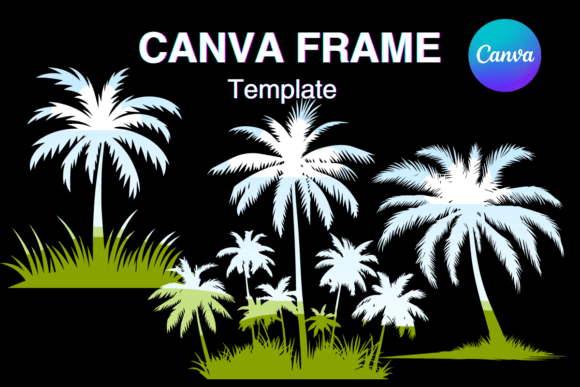 Coconut Palm Tree Canva Frame Template_3 Graphic Print Templates By Canva Frame Template
