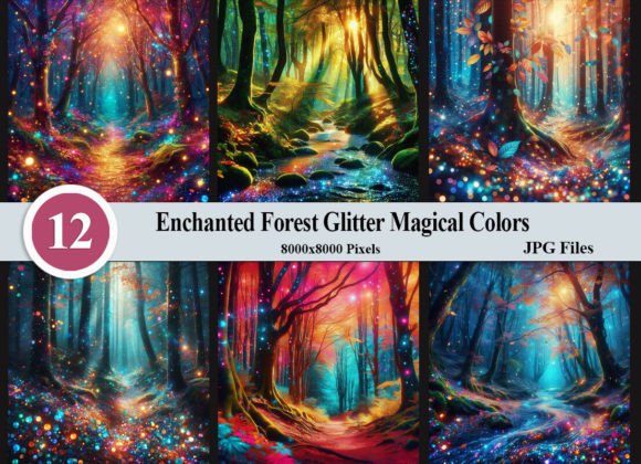 Enchanted Forest Glitter Magical Colors Graphic Backgrounds By Felicitube