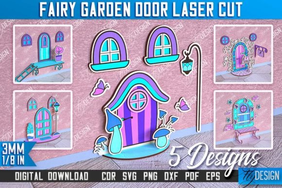 Fairy Garden Door Laser Cut Bundle Gráfico SVG 3D Por flydesignsvg