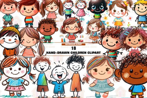 Hand-drawn Children Clipart PNG Graphic Illustrations By Kookie House