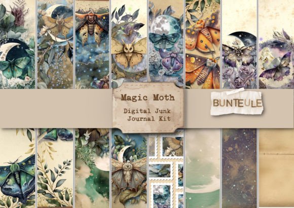 Magic Moth - Junk Journal Kit Graphic Crafts By Bunteule