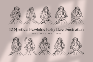 Mystical Fairy Girl Feminine Energy Line Graphic Illustrations By Mokona 1