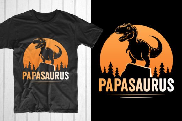 Papasaurus Father's Day T-shirt Design Grafica Design di T-shirt Di T-Shirt Pond