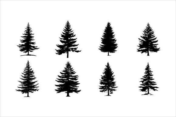 Pine and Winter Tree Silhouette Christma Graphic Illustrations By amazinart
