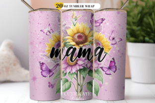 Pink Mama Sunflowers Tumbler Wrap Png Gráfico Artesanato Por Cutie Kate Studio 1