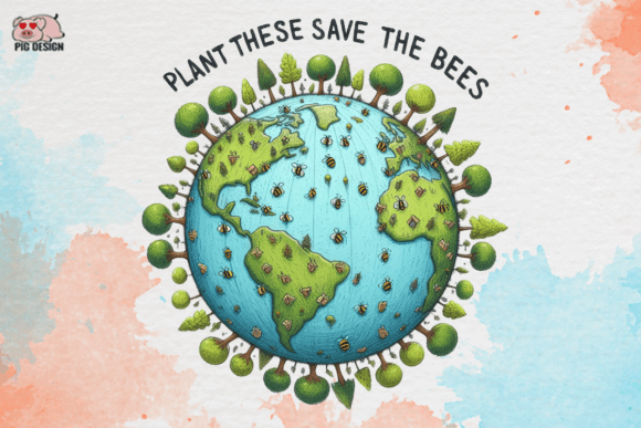 Plant These Save the Bees Clipart PNG Grafik Plotterdateien Von PIG.design