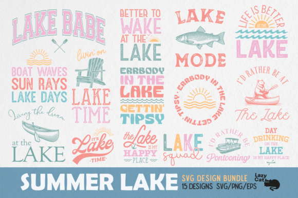 Summer Lake SVG Bundle Grafika Rękodzieła Przez Lazy Cat