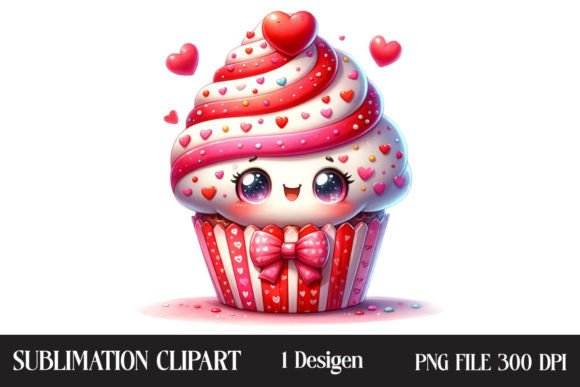 Valentine Cupcake Clipart Graphic Illustrations By Creative Design House