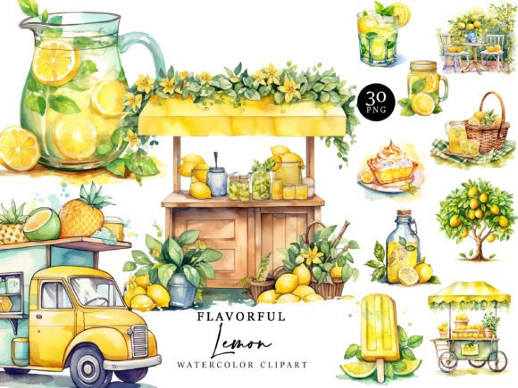 Watercolor Flavorful Lemon Clipart Graphic Illustrations By DesignScotch