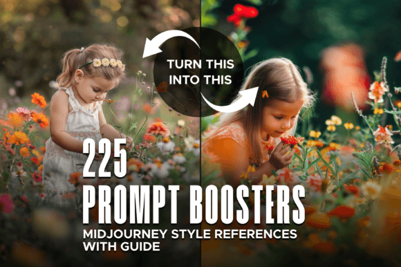 225 Midjourney Prompt Boosters Bundle Graphic AI Graphics By MadeByAI Studio