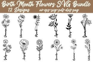 Birth Month Flowers SVG Bundle Illustration Artisanat Par Craft Sublimation Design 1