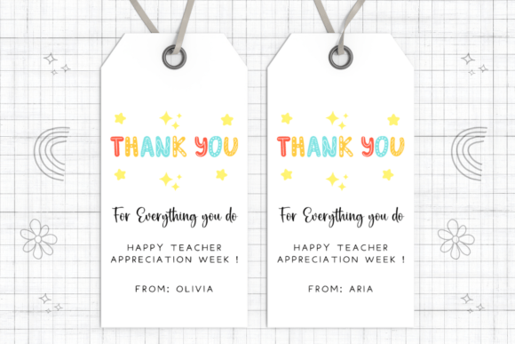 EDITABLE Teacher Appreciation Gift Tag Graphic Print Templates By Haffa Studio