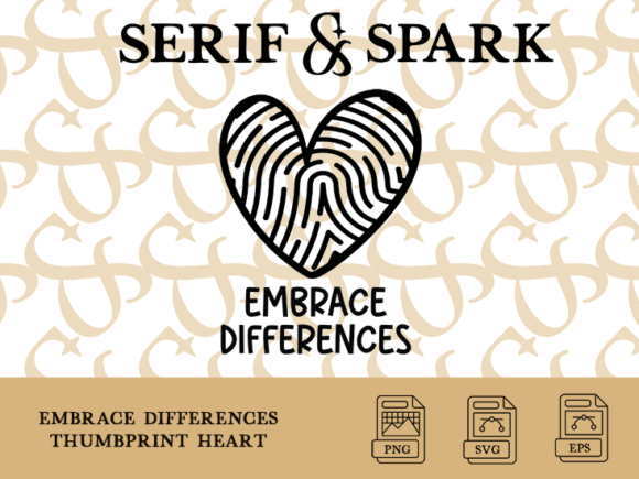 Embrace Differences Thumbprint Autism Graphic T-shirt Designs By SERIF & SPARK