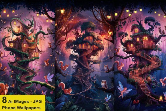 Enchanted Dusk: a Whimsical Forest Tale Graphic AI Generated By BreakingDots