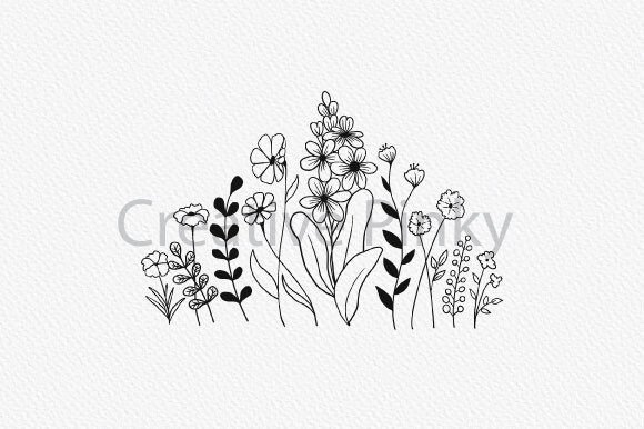 Floral Line Art SVG Png Graphic Print Templates By Creative Pinky