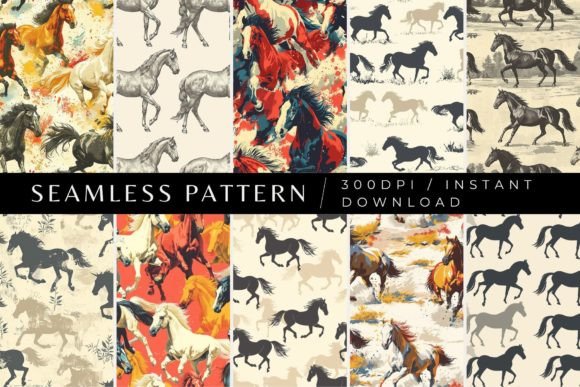 Horse Parade Seamless Patterns Graphic Patterns By Inknfolly