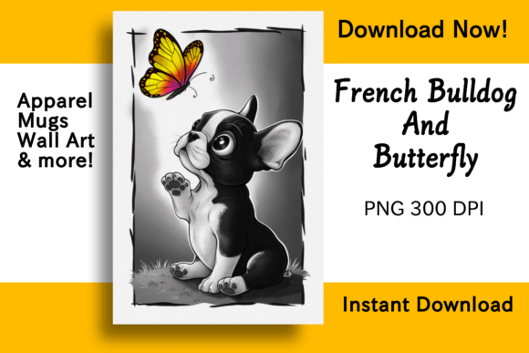 Illustrated French Bulldog Puppy Clipart Illustration Artisanat Par Don Macauley