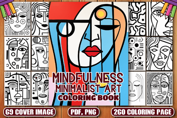 Mindfulness Minimalist Art Coloring Page Gráfico Páginas y libros de colorear para adultos Por CockPit