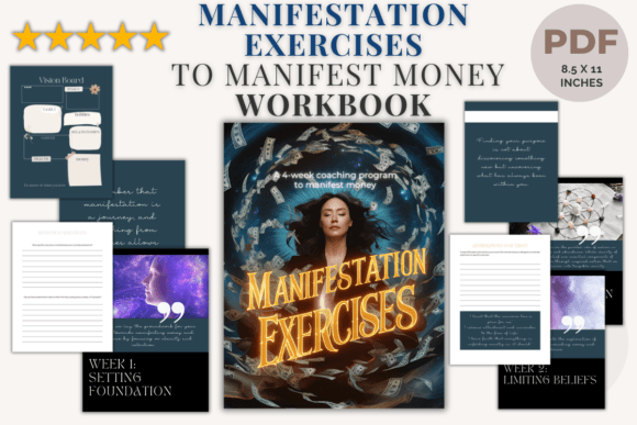 Money Manifestation Exercises Workbook Graphic KDP Interiors By Nora as