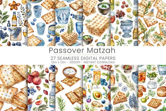 Passover Matzah Digital Paper Grafik Papier-Muster Von Mehtap