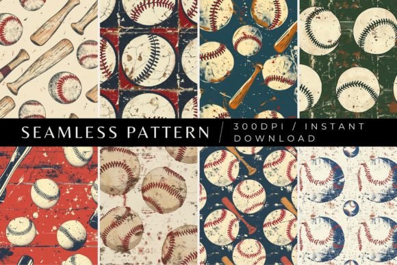 Retro Baseball Seamless Patterns Graphic Patterns By Inknfolly