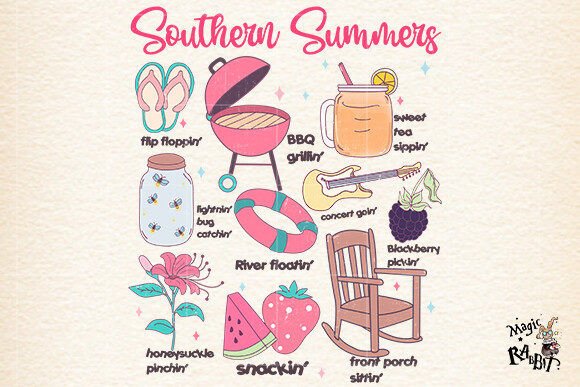 Southern Summers,Cute Summer Sublimation Graphic Illustrations By Magic Rabbit