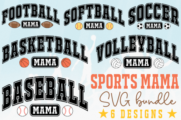 Sports Mama SVG Bundle, Sports Mom PNG Gráfico Manualidades Por Crafts_Store