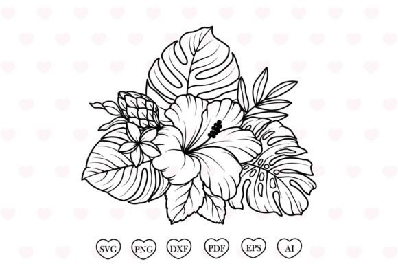 Tropical Flower Svg Hawaiian Flowers Svg Gráfico Plantillas de Impresión Por Tadashop Design
